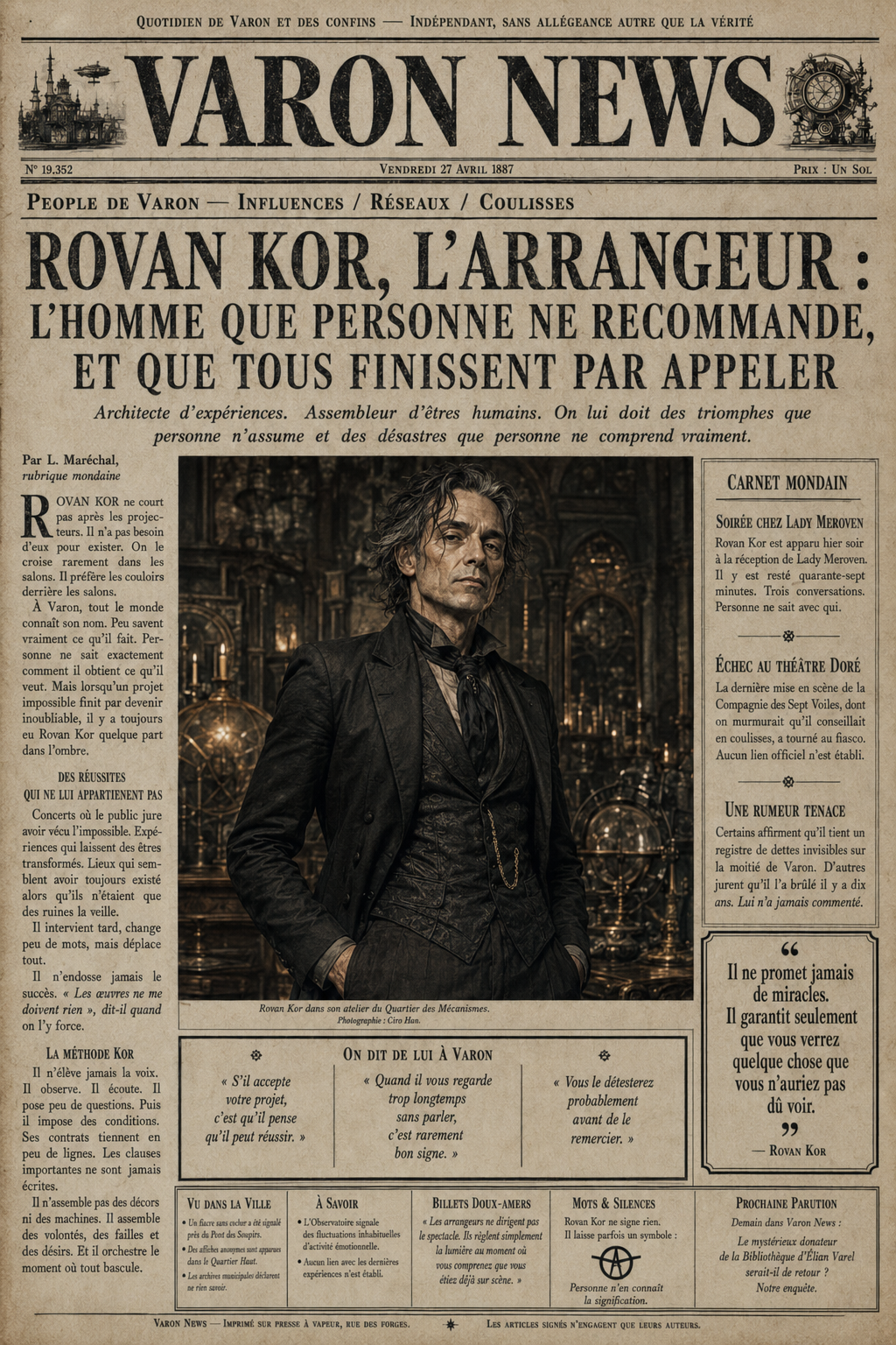 Article Varon News consacré à Rovan Kor